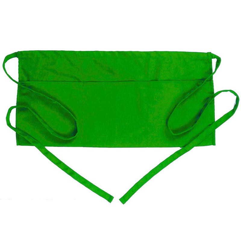 BOHARERS Waist Apron with 3 Pockets - Green Waitress Waiter Server Short Apron - Image 1